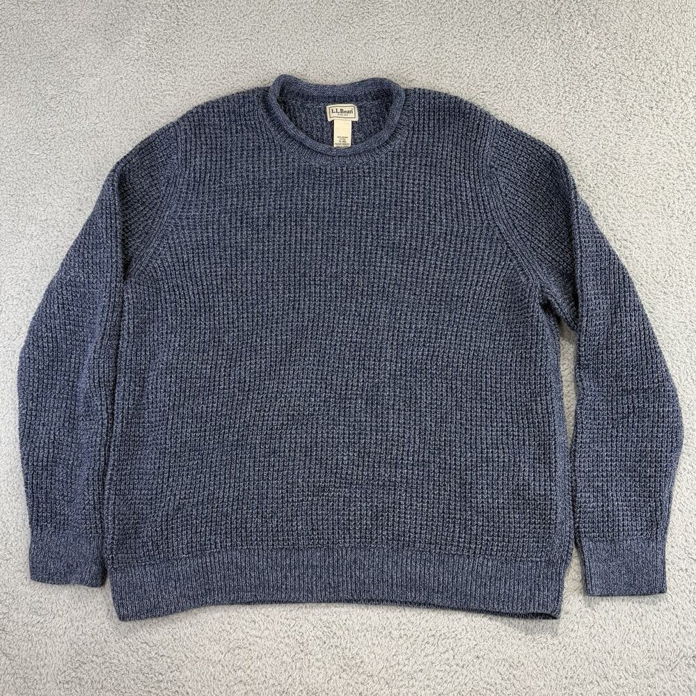 Mens Vintage LL Bean Roll Neck Fisherman Sweater Size XL Reg Blue 509337